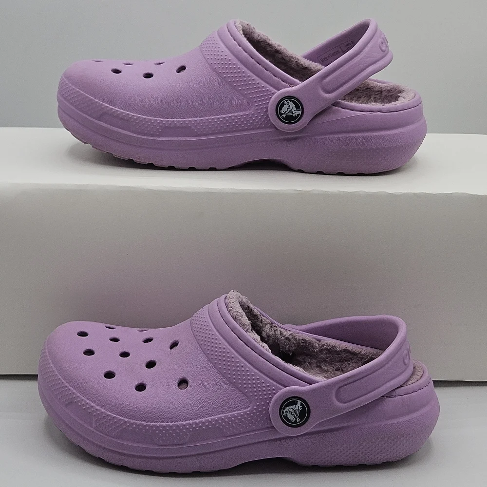 Crocs fleece lined clog purple lilac size 1 - Picture 14 of 15